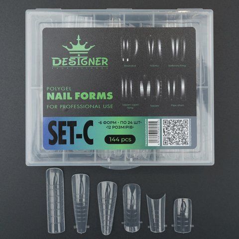 Polygel Nail Forms SET-C, 144 шт. (6 форм) - Верхние формы Дизайнер 953 фото
